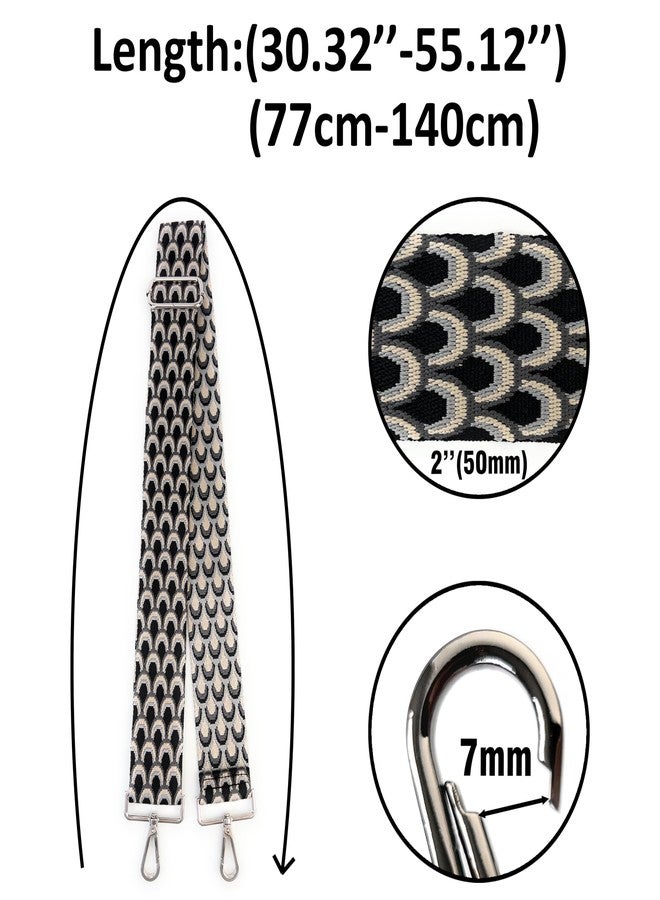 VersaKits Purse Straps Replacement Crossbody Gray Peacock Print 2 Inch Extra Wide with Silver Buckles Adjustable Shoulder Guitar Strap for Crossbody Bag Purse Handbag - Image 3